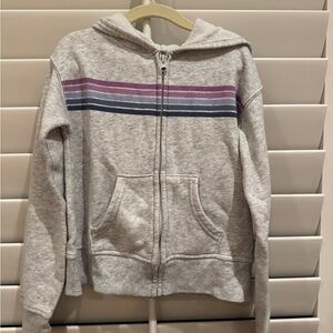 Kids Gray Hoodie with Purple and Blue Stripes